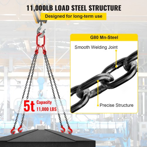 Chain Sling 516 inch x 5 ft Lifting Chains with Hooks G80 Engine Chain