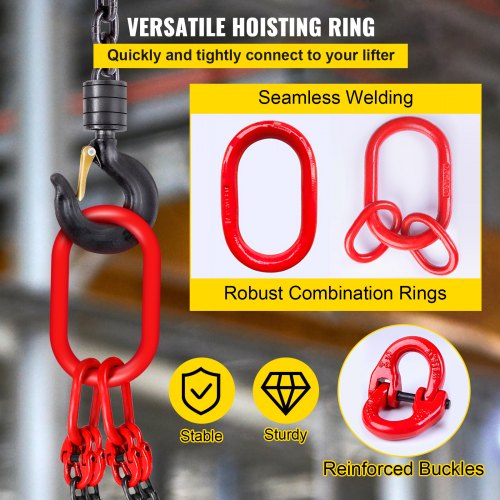 Chain Sling 516 inch x 5 ft Lifting Chains with Hooks G80 Engine Chain