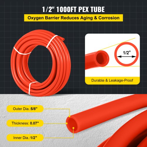 1000Ft PEX Tubing Pipe 12 PEX Tubing Oxygen Barrier Radiant Floor PEX Pipe
