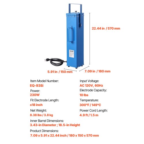 Portable Welding Rod Oven 10LBS Capacity Electrodes Drying Oven 230W 120V