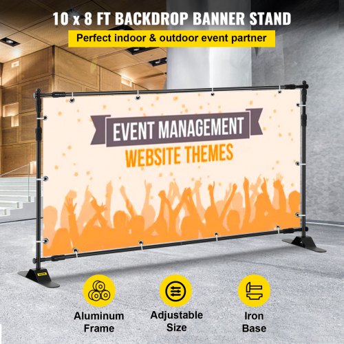 10 x 8 Ft Backdrop Banner Stand Adjustable Height and Width Newest Step
