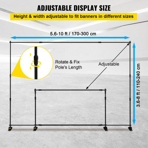 10 x 8 Ft Backdrop Banner Stand Adjustable Height and Width Newest Step