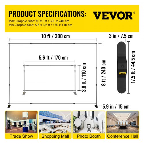 10 x 8 Ft Backdrop Banner Stand Adjustable Height and Width Newest Step