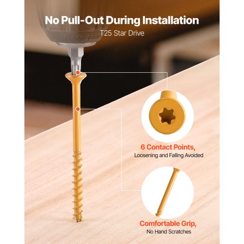 Wood Screws 350 PCS, #10 x 3-Inch Anti-Rust Coated, Exterior Deck Screw Torx/T25 Star Drive, Metal Rust-Resistant Outdoor Decking Screws with 2 Screw Connectors, for Decking Fencing Framing