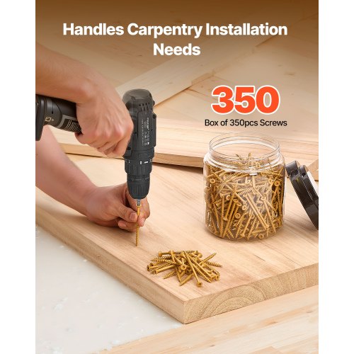 Wood Screws 350 PCS, #10 x 3-Inch Anti-Rust Coated, Exterior Deck Screw Torx/T25 Star Drive, Metal Rust-Resistant Outdoor Decking Screws with 2 Screw Connectors, for Decking Fencing Framing