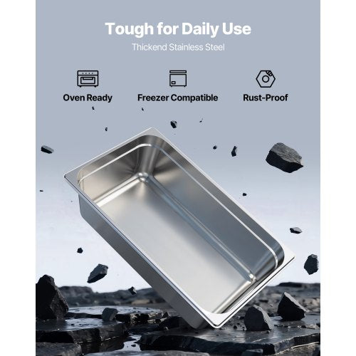 1 Pack Stainless Steam Hotel Pan Full Size Table Steam Pan 6 Inch Deep