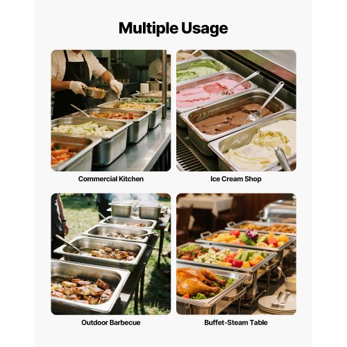 1 Pack Stainless Steam Hotel Pan Full Size Table Steam Pan 6 Inch Deep