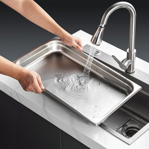 6 Pack Hotel Pans Full Size AntiJam Steam Pan 08mm Thick Stainless Steel