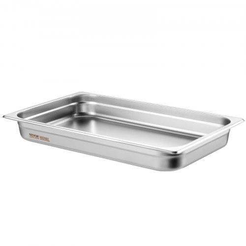 6 Pack Hotel Pans Full Size AntiJam Steam Pan 08mm Thick Stainless Steel