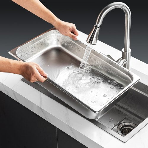 6 Pack Hotel Pans Full Size AntiJam Steam Pan 08mm Thick Stainless Steel