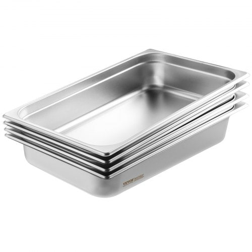 4 Pack Hotel Pans Full Size AntiJam Steam Pan with Lid 08mm Thick