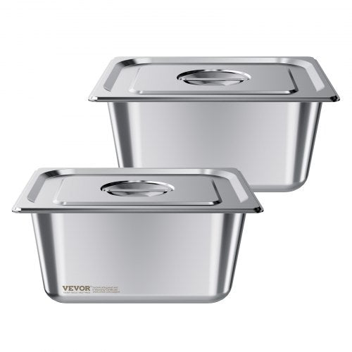 2 Pack Stainless Steam Hotel Pans 12 Size Table Steam Pans With Lids 6
