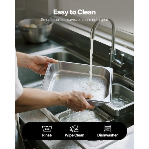 4 Pack Stainless Steam Hotel Pan 12 Size Table Steam Pan 2.5 Inch Deep