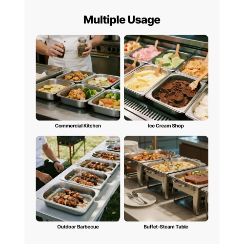 4 Pack Stainless Steam Hotel Pan 12 Size Table Steam Pan 2.5 Inch Deep