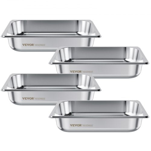 4 Pack Stainless Steam Hotel Pan 12 Size Table Steam Pan 2.5 Inch Deep