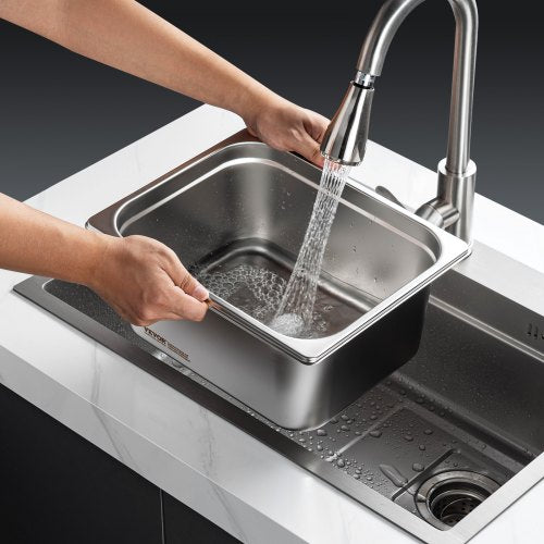 6 Pack Hotel Pans 12 Size AntiJam Steam Pan 08mm Thick Stainless Steel