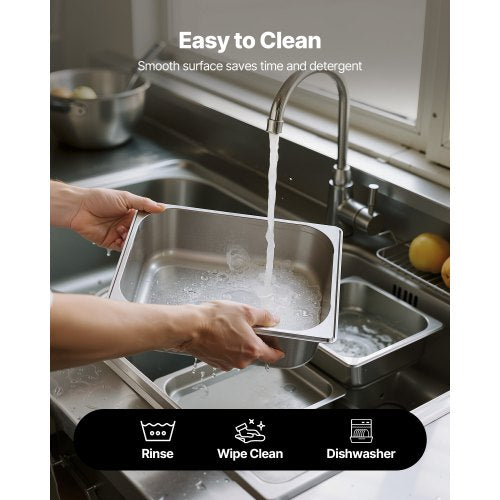 6 Pack Stainless Steam Hotel Pans 12 Size Table Steam Pan 4 Inch Deep