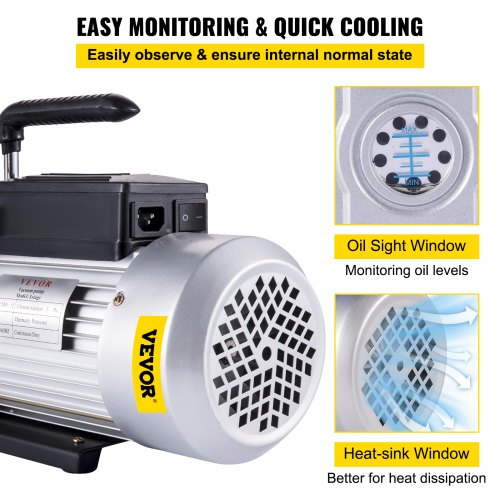 Vacuum Pump 12CFM 1 HP Single Stage Air Conditioning Vacuum Pump 110V 5PA