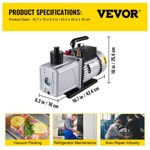 Vacuum Pump 12CFM 1 HP Single Stage Air Conditioning Vacuum Pump 110V 5PA