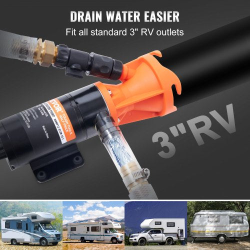 RV Portable Macerator Pump 12V 12GMP Quick Release RV Waste Pump RV