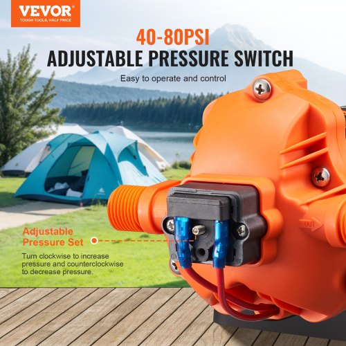 12V Diaphragm Pump 18GPM 681 Lmin 3Chamber Water Pump Pressure Switch