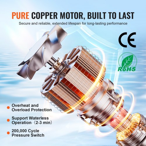 12V Diaphragm Pump 35GPM 1325Lmin 3Chamber Water Pump Pressure Switch