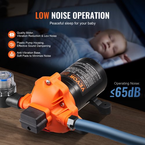 12V Diaphragm Pump 35GPM 1325Lmin 3Chamber Water Pump Pressure Switch