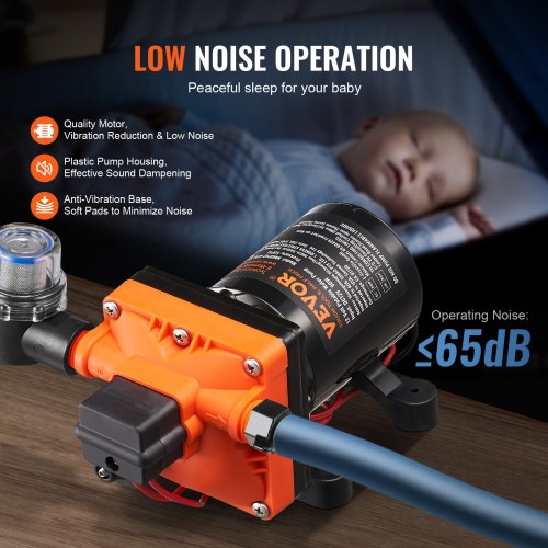 12V Diaphragm Pump 3GPM 1136 Lmin 4Chamber Water Pump Pressure Switch