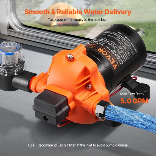 12V Diaphragm Pump 5 GPM 1893 Lmin 5Chamber 12V DC Water Pump with Automatic