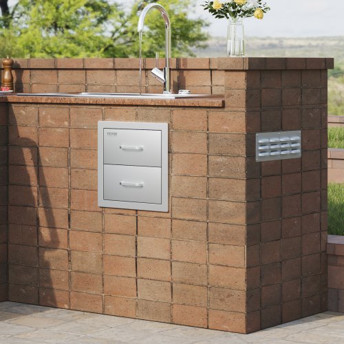 Outdoor Kitchen Drawers 14W x 144H x 23D Inch Flush Mount Double BBQ