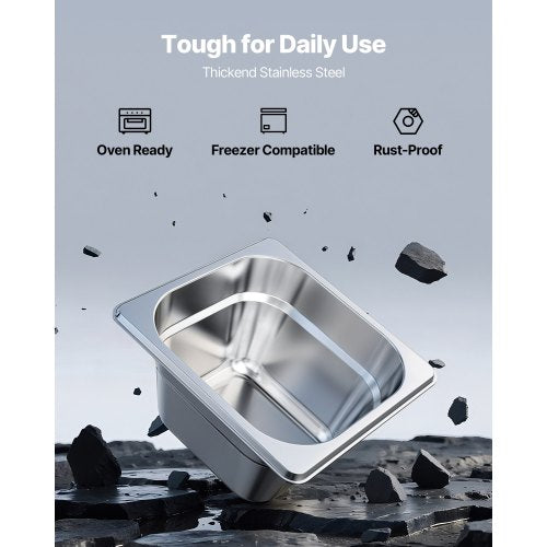 6 Pack Stainless Steam Hotel Pans 16 Size Table Steam Pan 4 Inch Deep