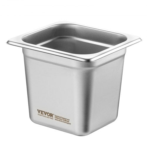 6 Pack Hotel Pans 16 Size AntiJam Steam Pan 08mm Thick Stainless Steel