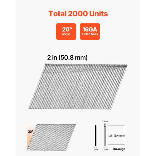 16 Gauge Finish Nails 2 in Angled Finishing Nails 2000Count Galvanized