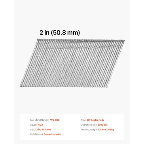 16 Gauge Finish Nails 2 in Angled Finishing Nails 2000Count Galvanized