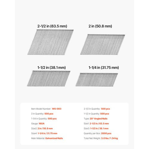 16 Gauge Finish Nails 20Degree Angled Finishing Nails 2000Count 212