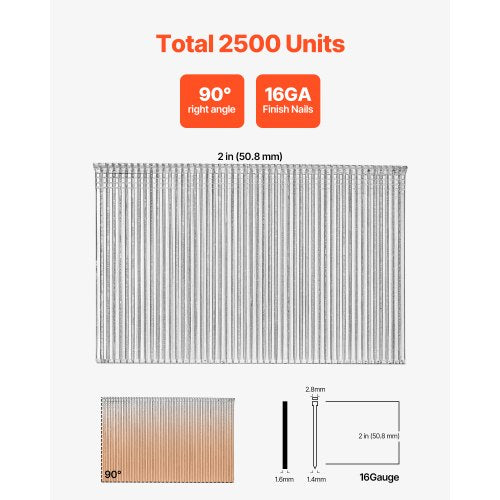 16 Gauge Finish Nails 2 in Straight Finishing Nails 2500Count Galvanized