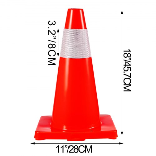 12Pack 18 Traffic Cones Safety Road Parking Cones PVC Base Orange