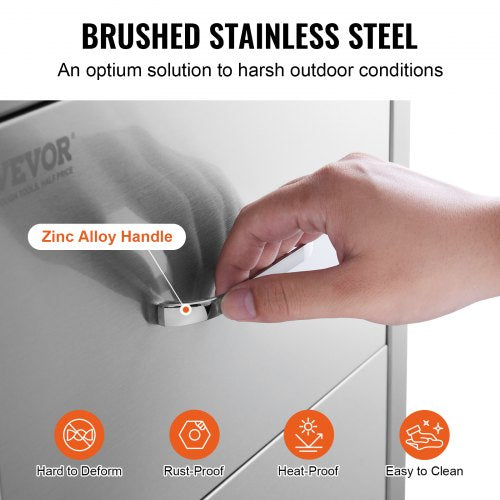 Outdoor Kitchen Drawers 178W x 202H x 122D Inch Flush Mount Double BBQ