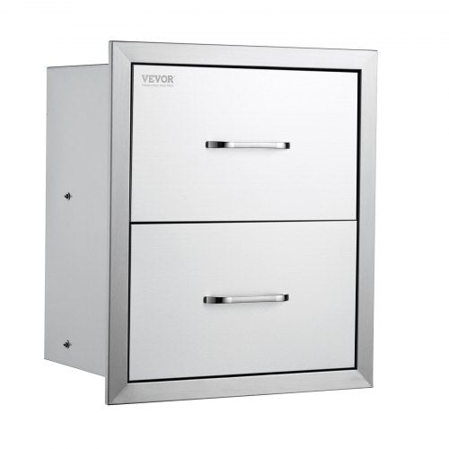 Outdoor Kitchen Drawers 178W x 202H x 122D Inch Flush Mount Double BBQ