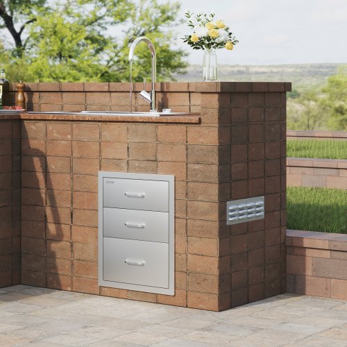 18x23 Inch Outdoor Kitchen Stainless Steel Triple Access BBQ Drawers