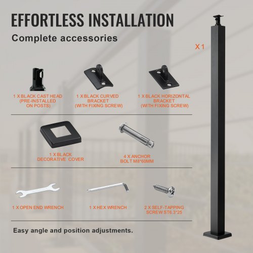 Cable Support Post 36 Height 2 Width Steel Construction No Predrilled