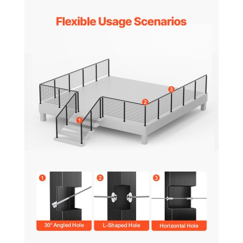 Cable Railing Post 42x1x2 Inch Corner Railing Post with LShaped