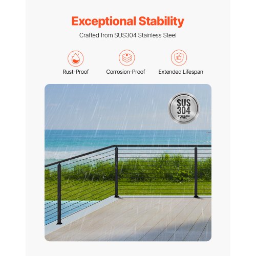 Cable Railing Post 42x2x2 Inch Corner Railing Post with LShaped