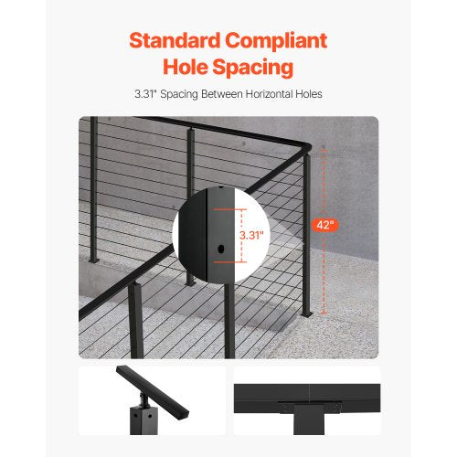 Cable Railing Post 42x2x2 Inch Corner Railing Post with LShaped
