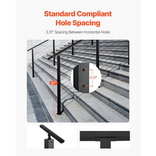 Cable Railing Post 42x1x2 Inch Stair Railing Post with PreDrilled 30°