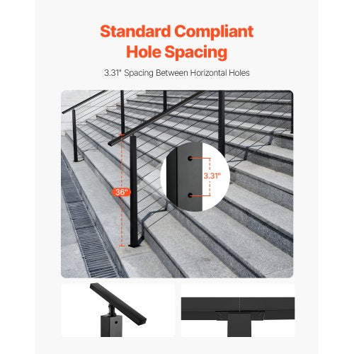 Cable Railing Post 36x1x2 Inch Stair Railing Post with PreDrilled 30°