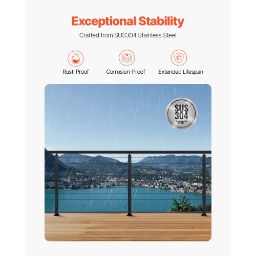 1Pack Cable Railing Post 36x2x2 In HorizontalHole Deck Railing Post
