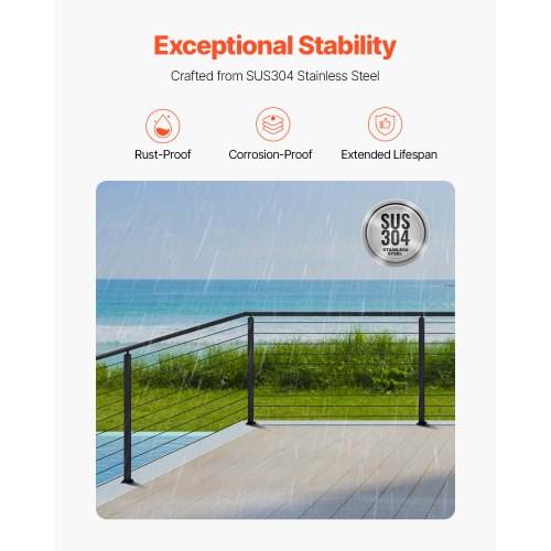 Cable Railing Post 36x2x2 Inch Corner Railing Post with LShaped