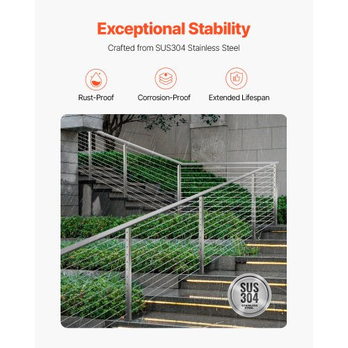 Cable Railing Post 42x2x2 Inch Stair Railing Post with PreDrilled 30°