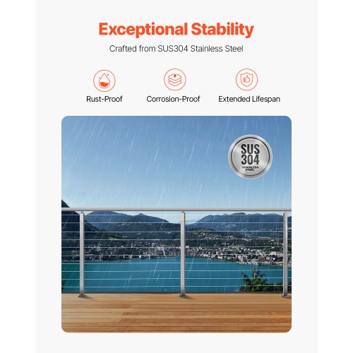 Cable Railing Post 36x1x2 Inch Level Deck Stair Posts 1Pack Stainless